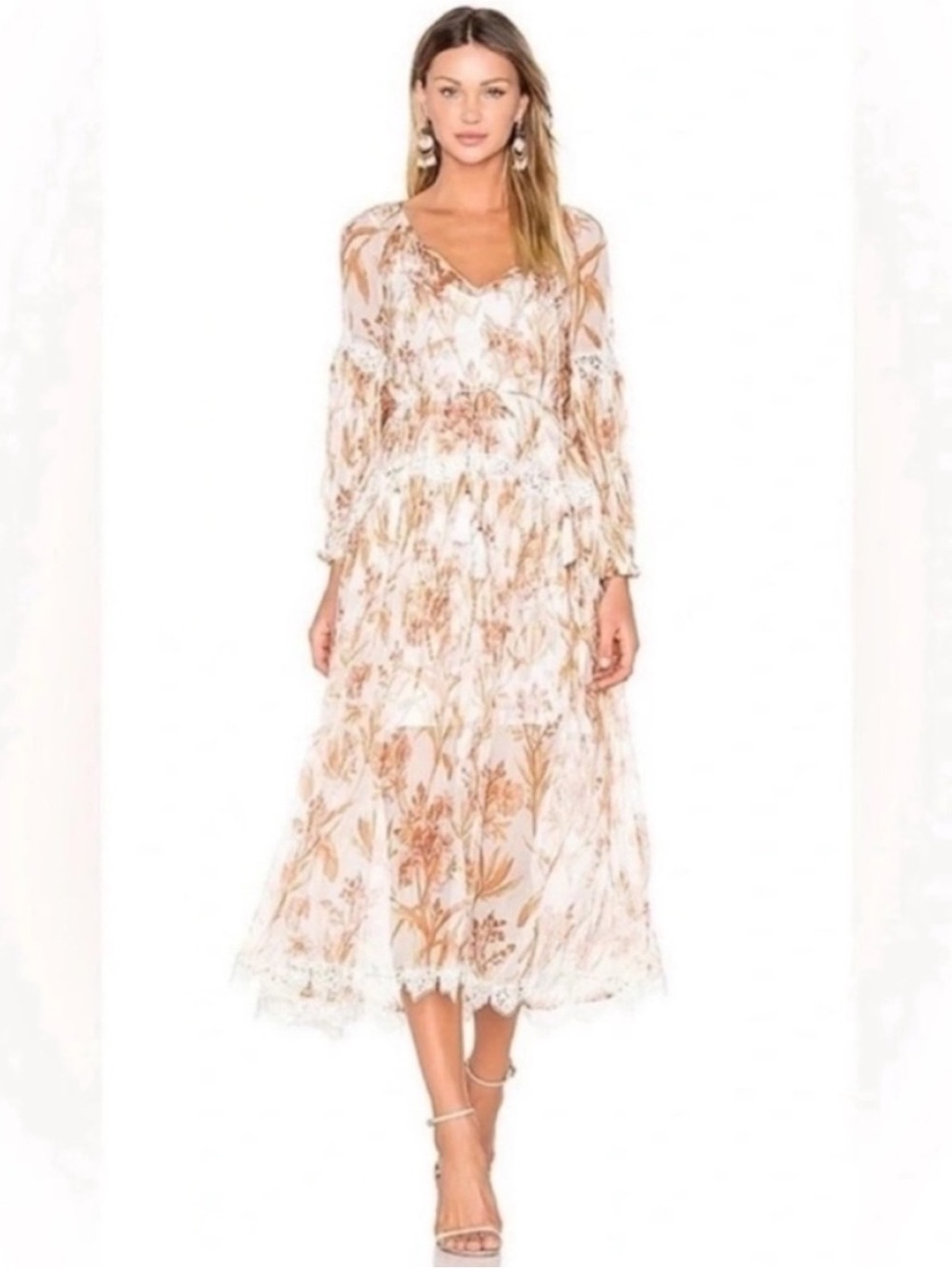 Zimmermann Oleander Floral Crinkled Slouch Silk Midi Dress